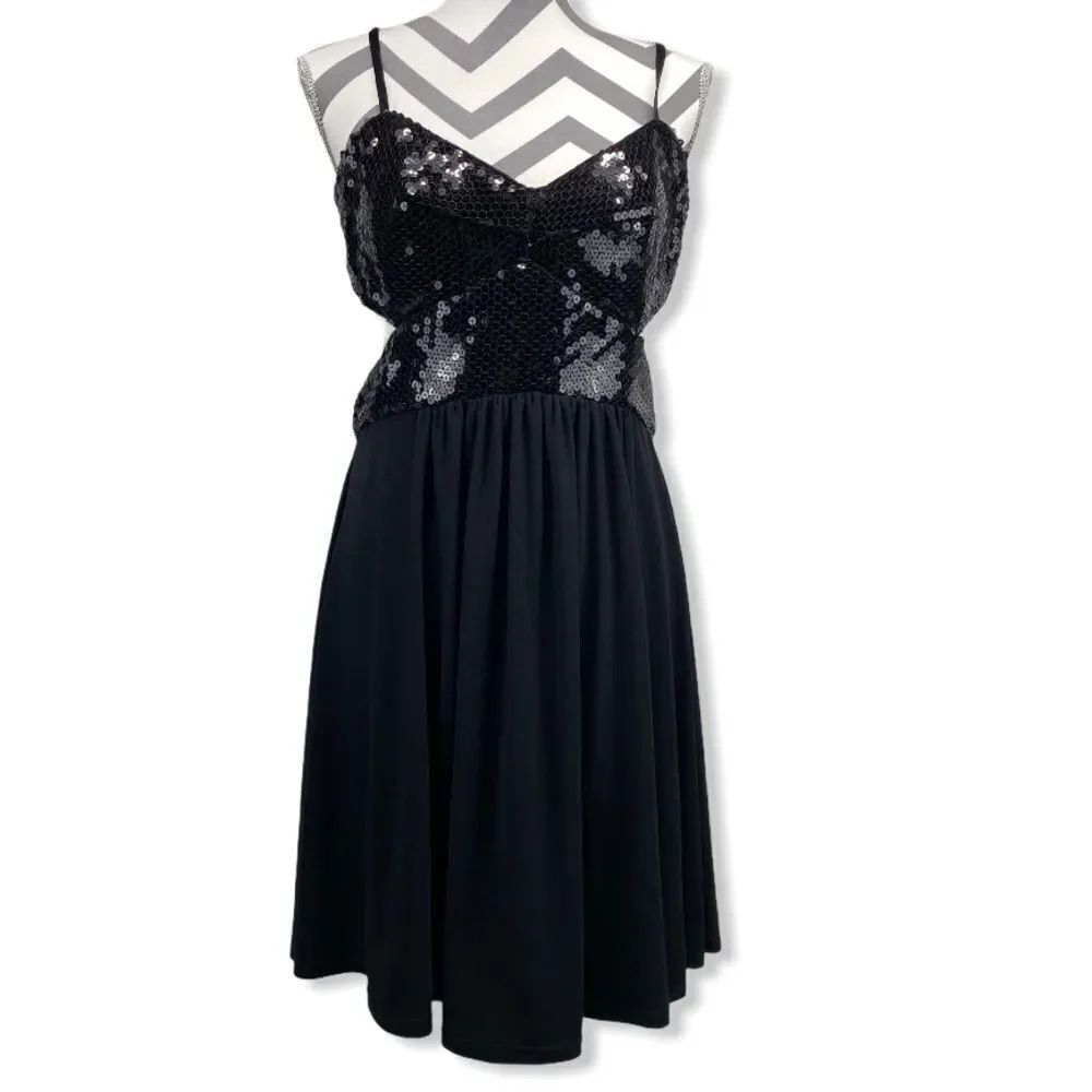 Vintage Fredericks of Hollywood Black Sequin Dress 12